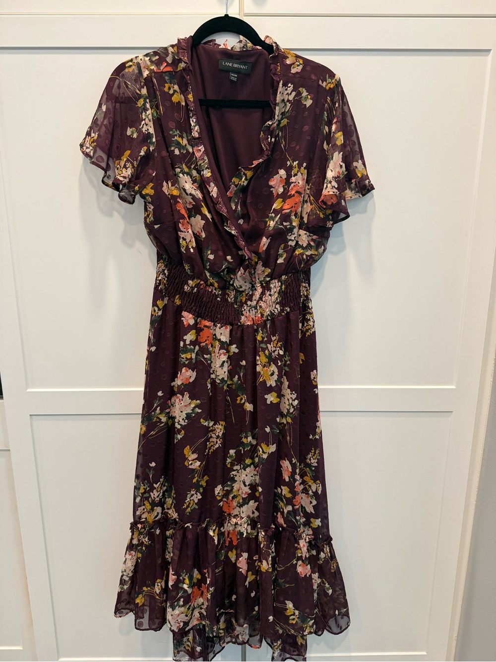 Lane Bryant Plum Floral Wrap High-Low Dress